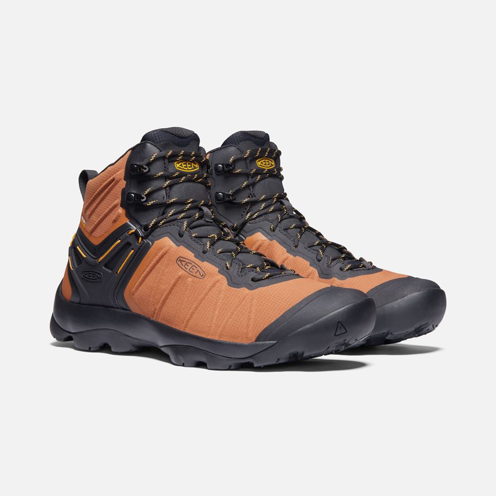 Botas de Seguridad Keen Mexico Naranjas/Negros - Hombre Venture Mid Waterproof - MX8120456